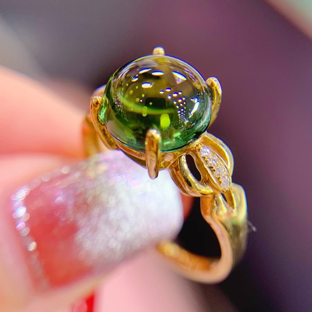 14K GOLD 2.1 CT NATURAL TOURMALINE and DIAMOND RING - 6
