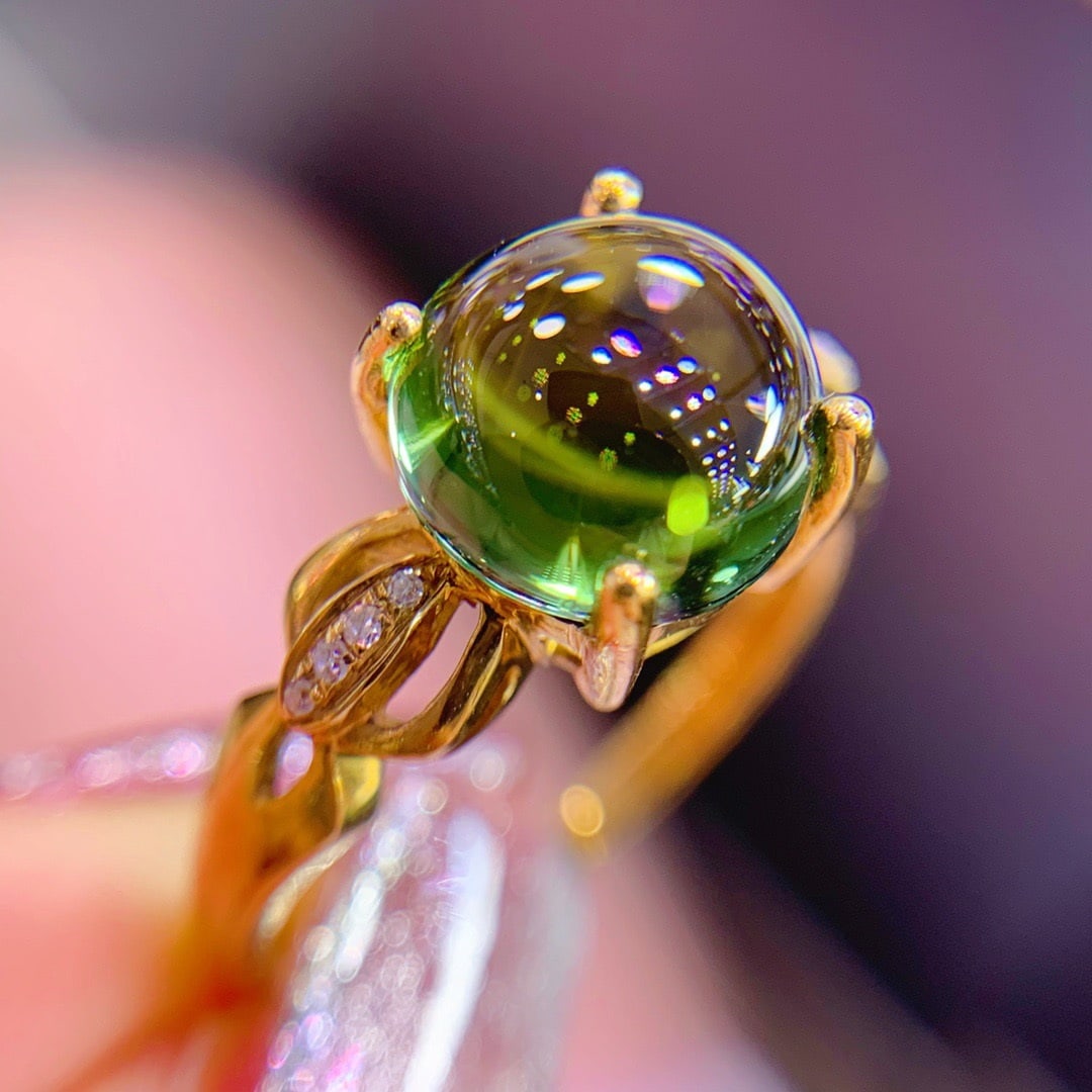 14K GOLD 2.1 CT NATURAL TOURMALINE and DIAMOND RING - 7
