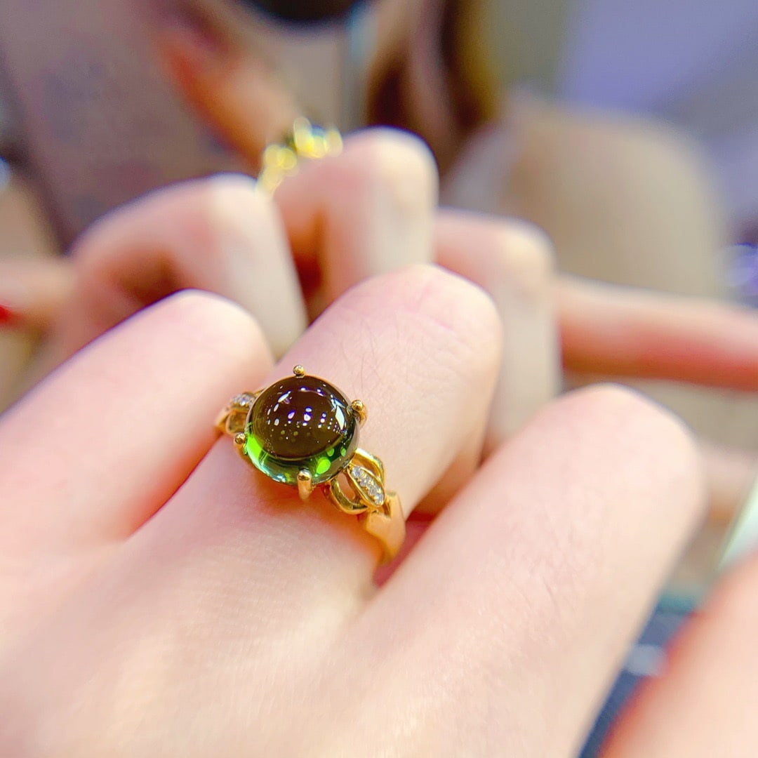 14K GOLD 2.1 CT NATURAL TOURMALINE and DIAMOND RING - 8