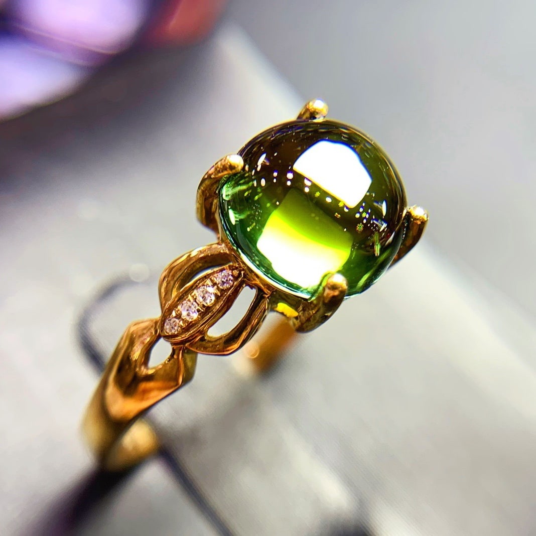14K GOLD 2.1 CT NATURAL TOURMALINE and DIAMOND RING - 9