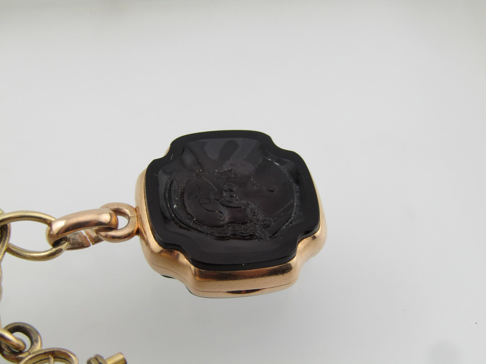 Vintage Victorian Watch Fob Charm Bracelet, 14kt Bracelet - 17