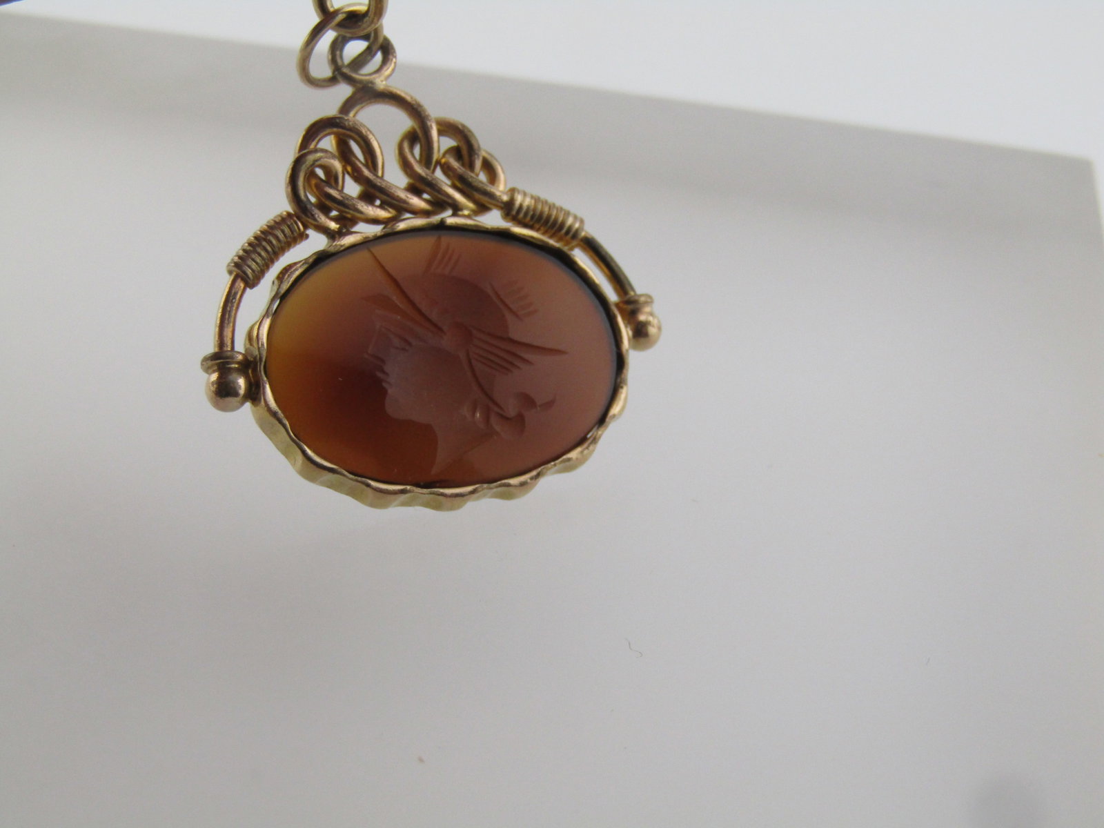 Vintage Victorian Watch Fob Charm Bracelet, 14kt Bracelet - 7
