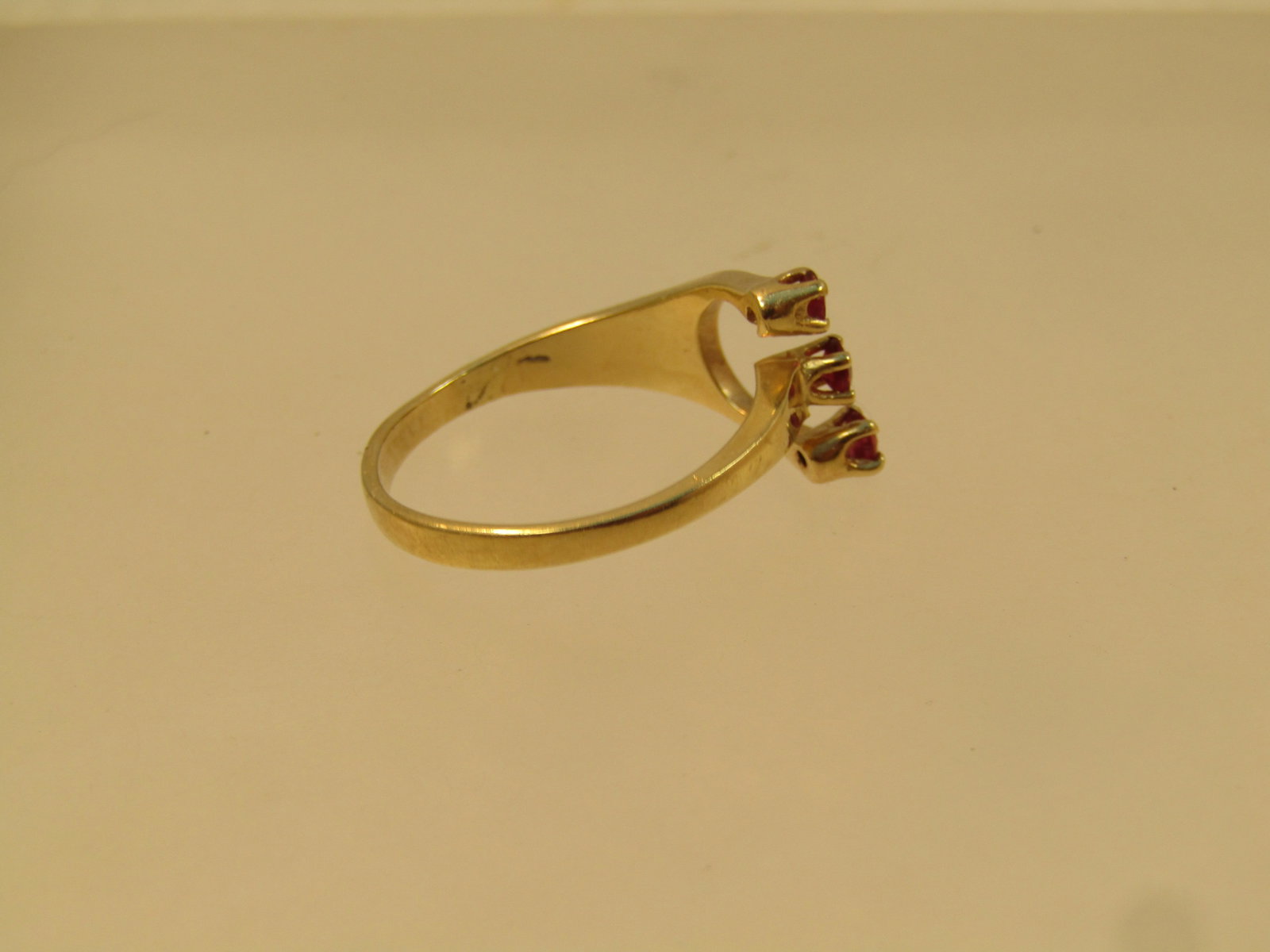 Vintage 14kt Triple Ruby/Spinel Ring, Sz. 5.5 to 9, 1940's-1960's - 4