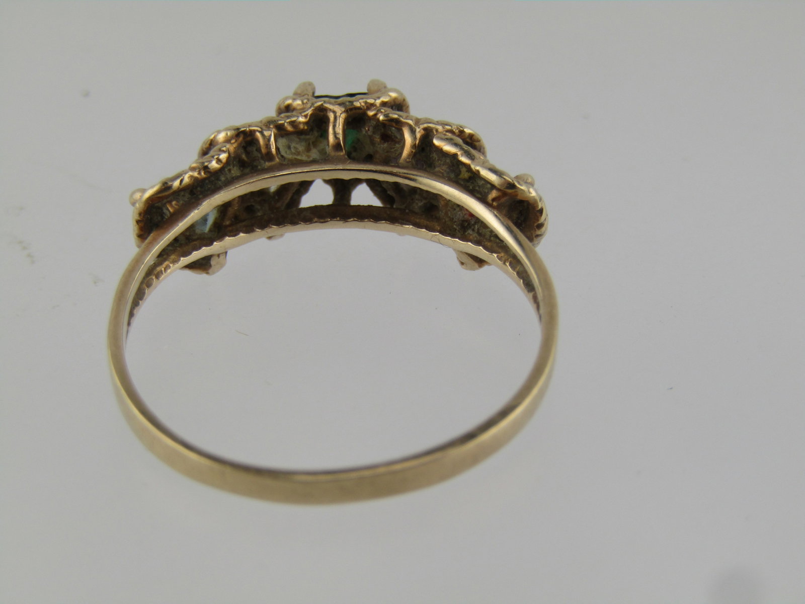Vintage 10kt Tiered Gemstone Heart Ring, Sz. 9. Signed AAJ. 1960's-1970's - 4