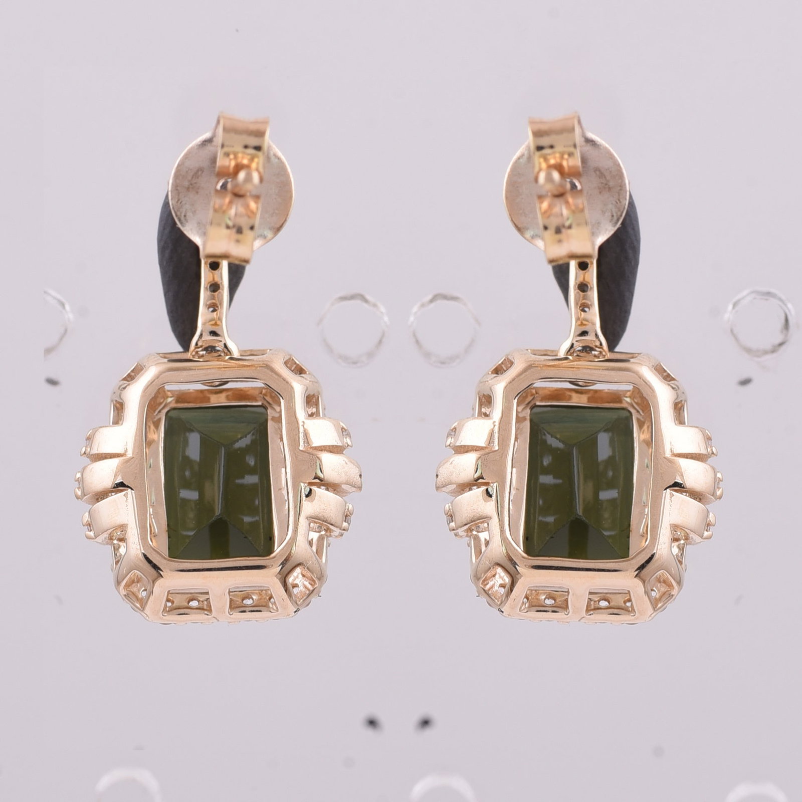 3.48 Ct Octagon Tourmaline 9K Gold Earrings - 3