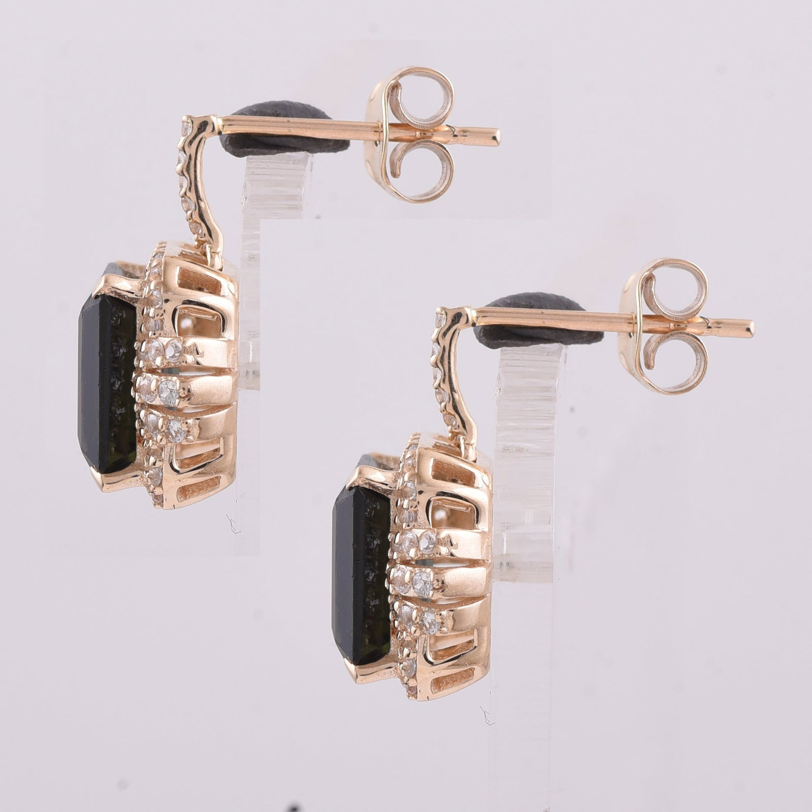 3.48 Ct Octagon Tourmaline 9K Gold Earrings - 4
