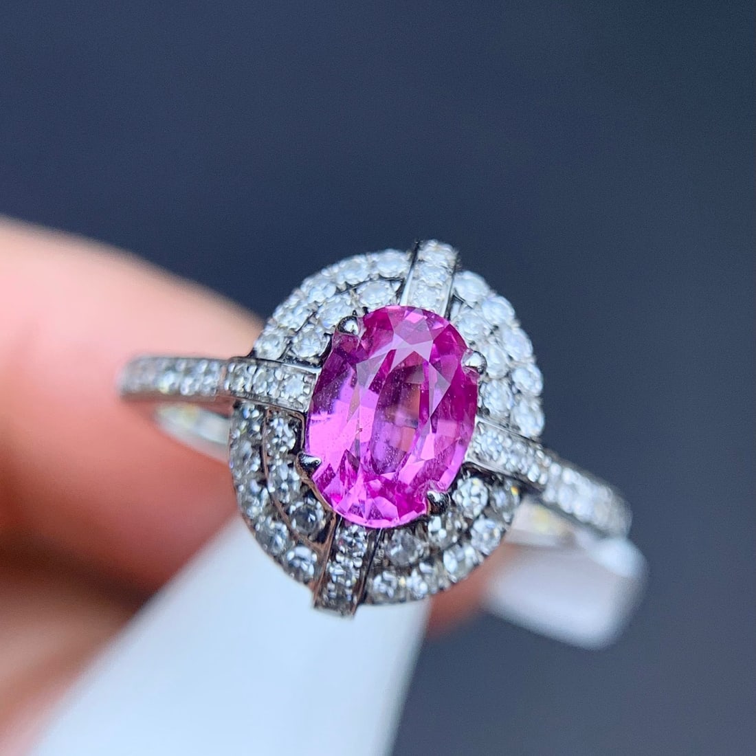 14K GOLD 1.0 CT NATURAL PADPARADSCHA SAPPHIRE and DIAMOND RING - 2