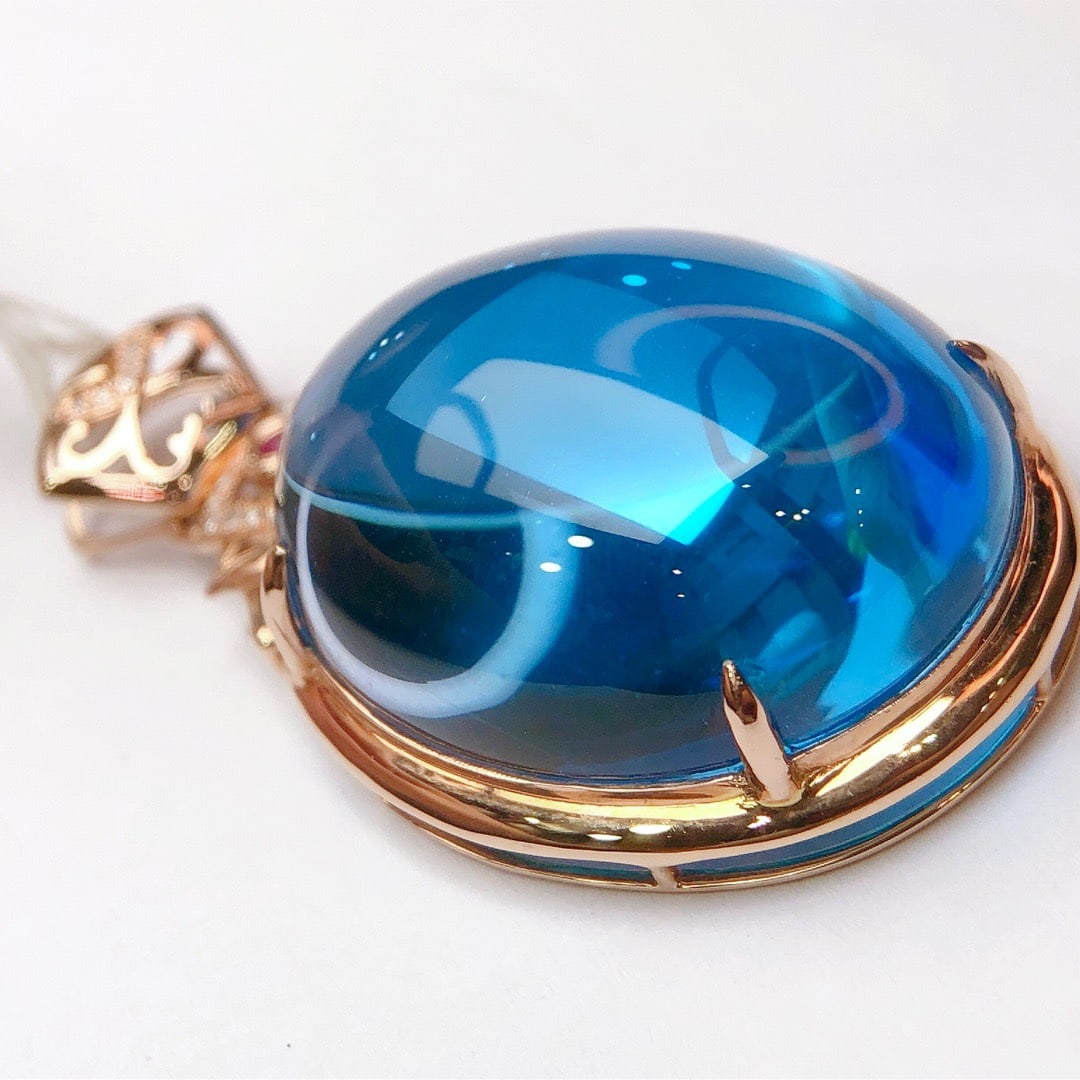 14K GOLD 43.65 CT NATURAL TOPAZ and DIAMOND PENDANT - 3