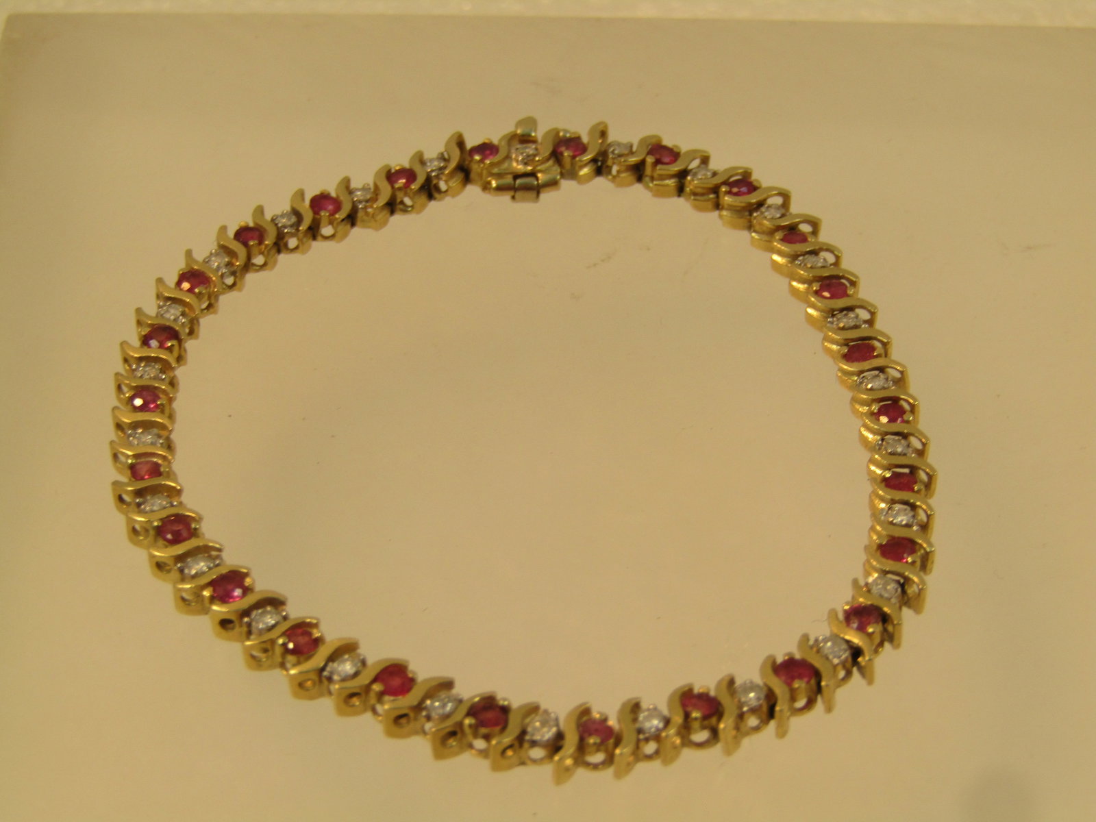 Vintage 14kt Ruby and Diamond Tennis Bracelet, 7.25", Signed, 1980's - 3