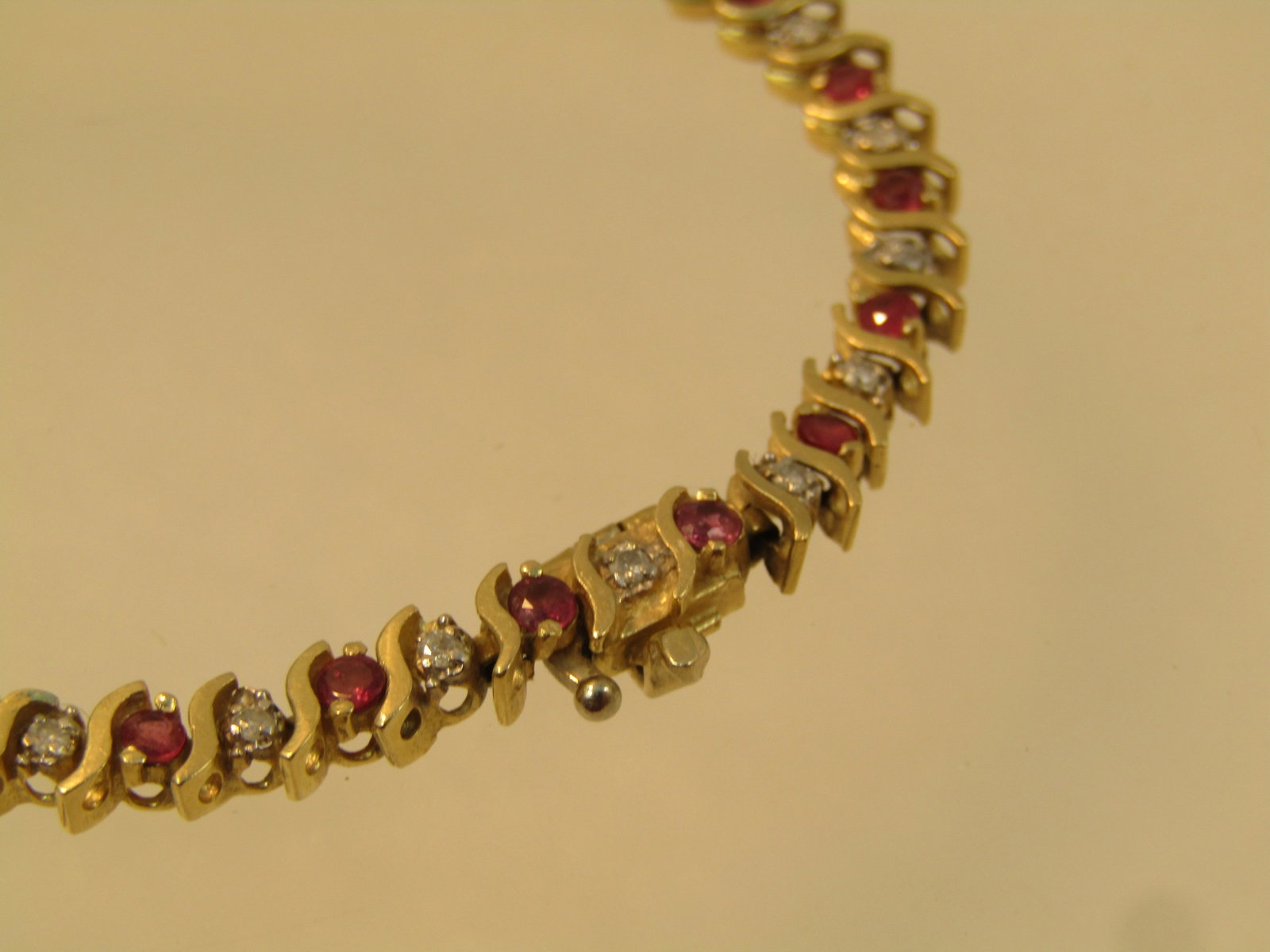 Vintage 14kt Ruby and Diamond Tennis Bracelet, 7.25", Signed, 1980's - 4