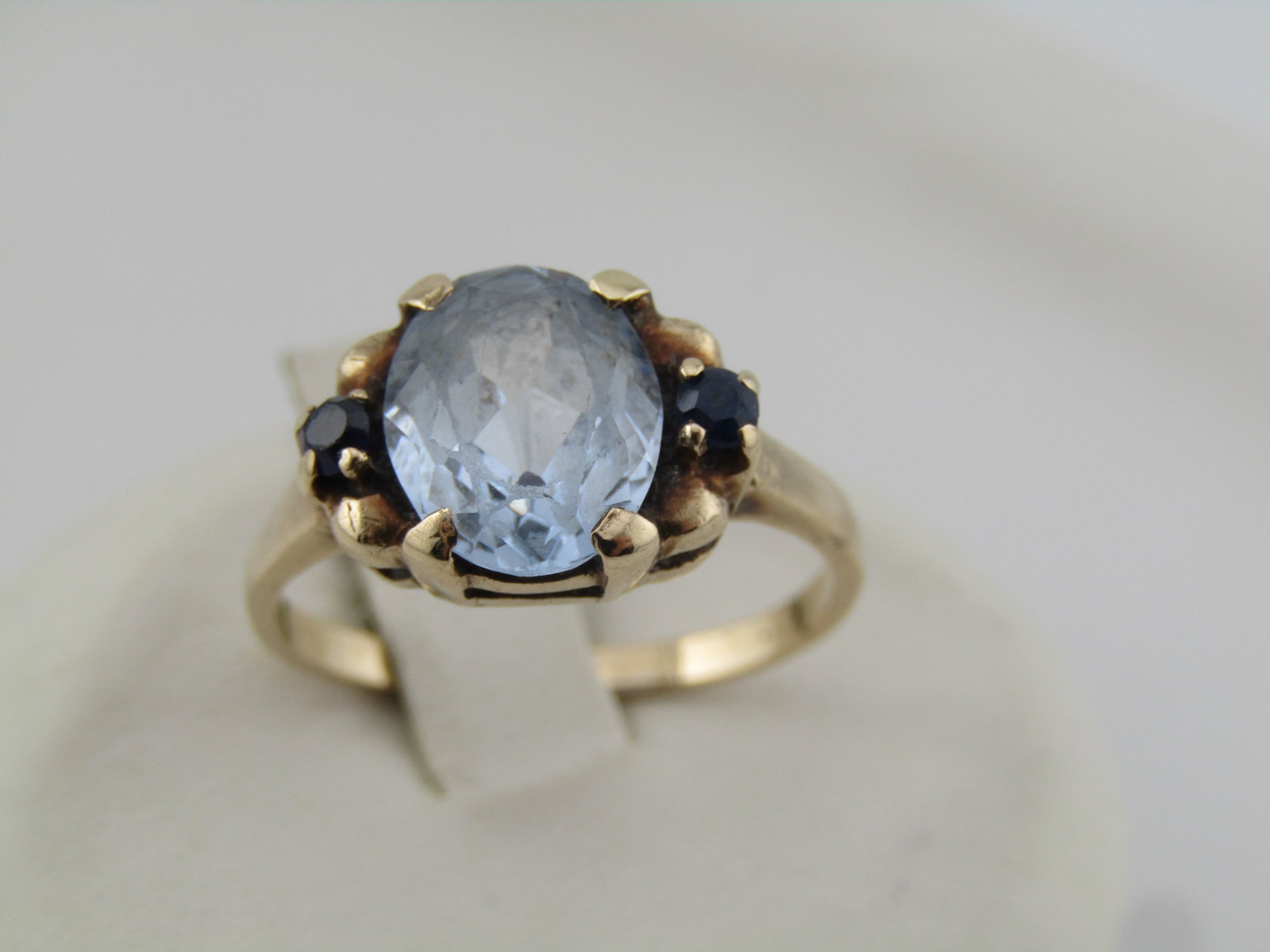 Vintage 10kt Aquamarine and Blue Sapphire Ring, Sz. 6.5, 1950's-1960's - 2