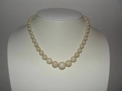 Graduated Angel Skin Coral Bead Necklace 800 Silver - 2