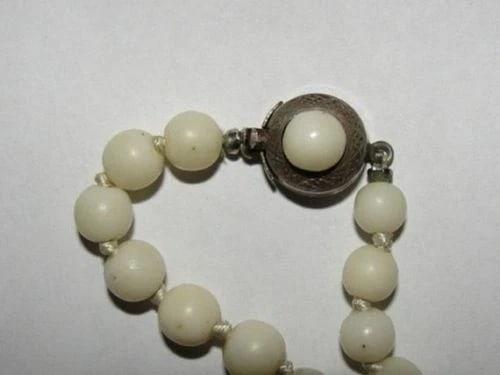 Graduated Angel Skin Coral Bead Necklace 800 Silver - 4