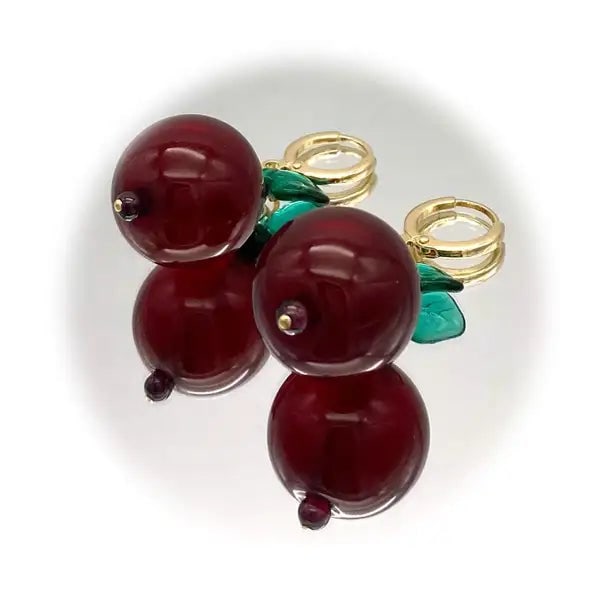 Cherry Bakelite and Gold Filled Earrings - 3