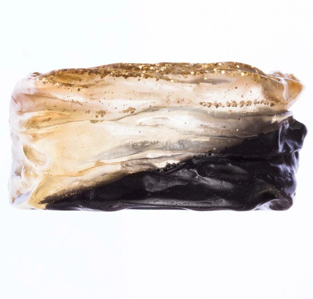 Textured Black and Clear Yellow Lucite Bangle - 2
