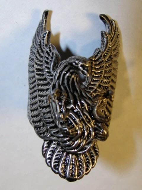 Sterling Silver Tribal Inspired Statement Eagle Ring with Patina Alberto Juan - 6