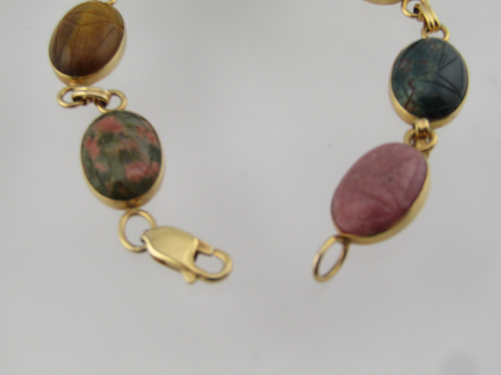 Vintage Van Dell 14kt Scarab Bracelet, 7.25", Egyptian Revival, 1980's - 4