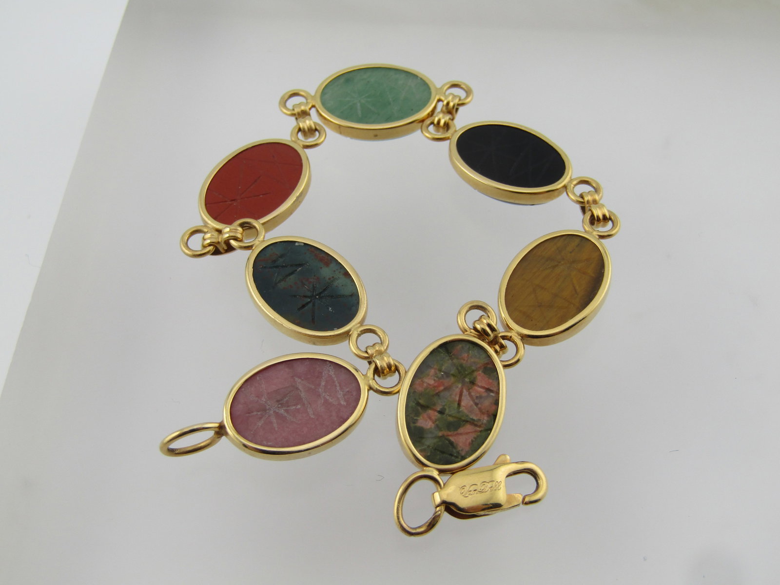 Vintage Van Dell 14kt Scarab Bracelet, 7.25", Egyptian Revival, 1980's - 5