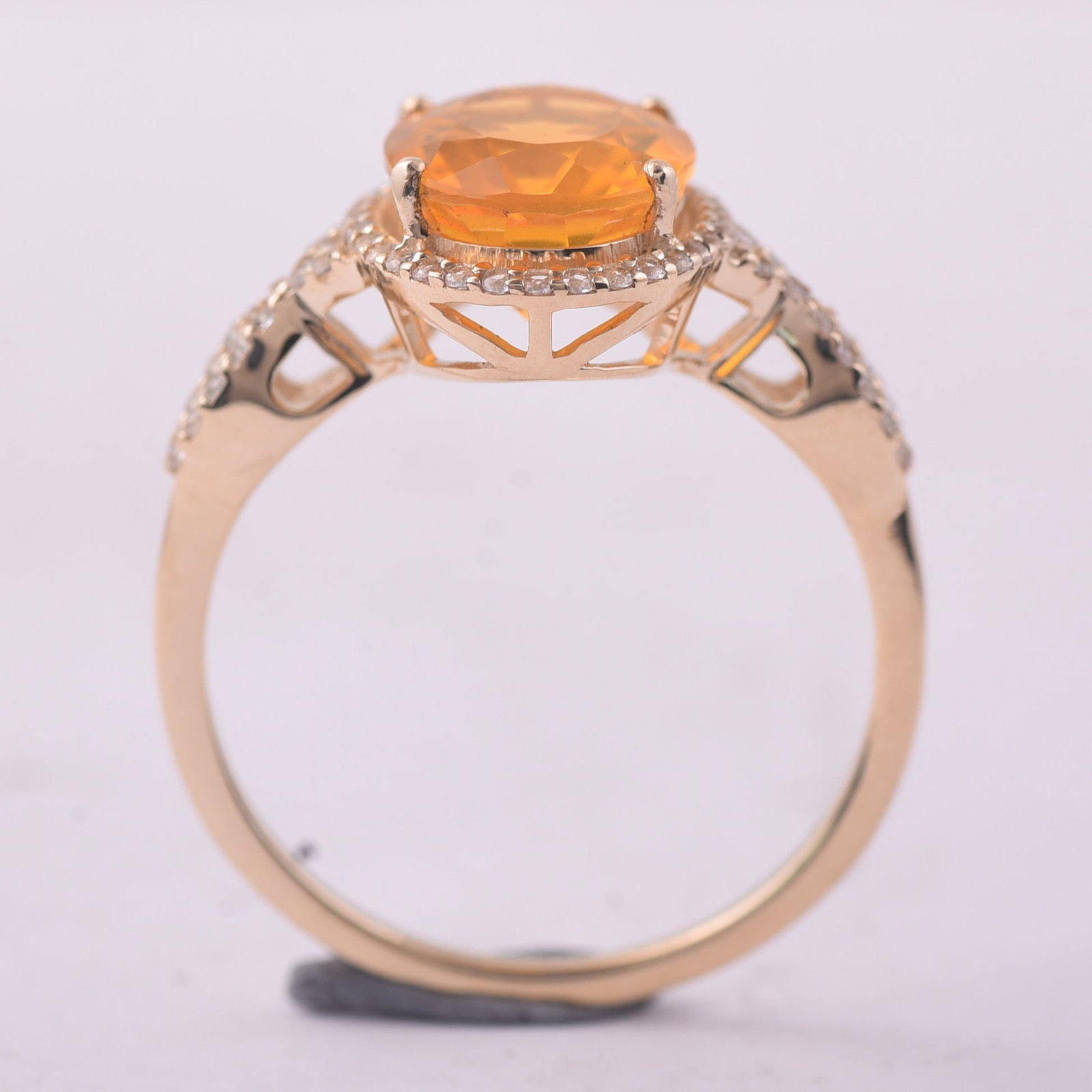 2.09 Ct Oval Br.Fire Opal 9K Gold Ring - 4