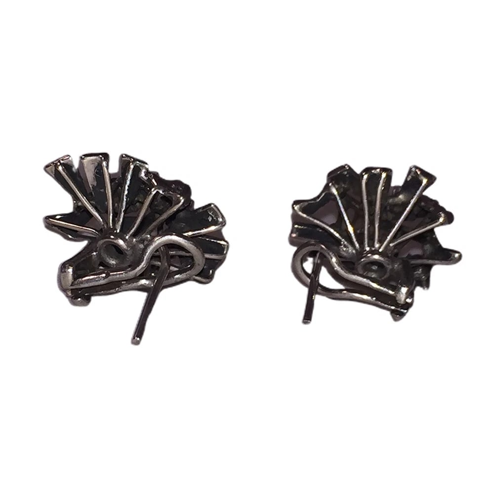 Art Deco Mexican Palladium Sterling Ruby and Diamond Earrings and Ring Set - 7