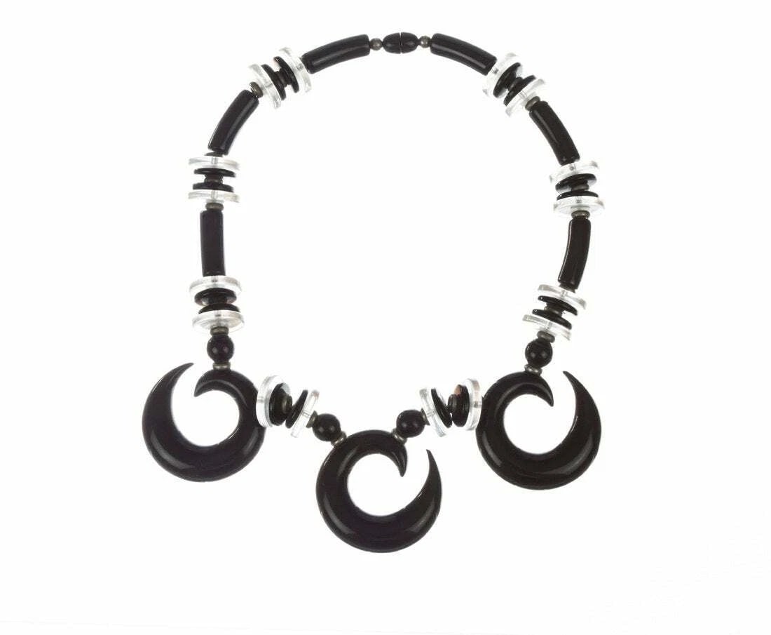 Tribal Lucite Simulated Horn Necklace - 3
