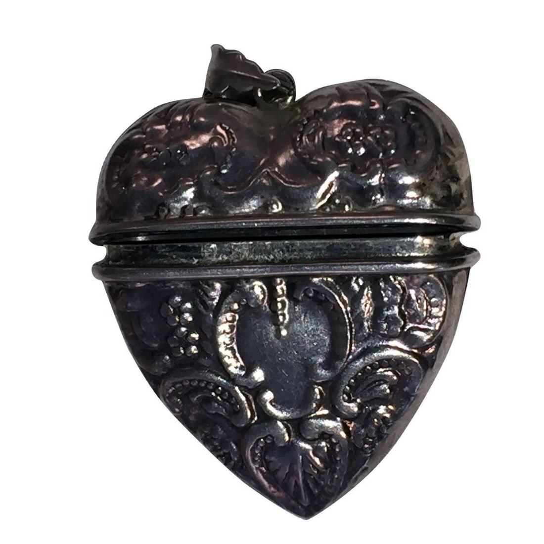 Victorian Sterling Silver Ornate Heart Locket - 2