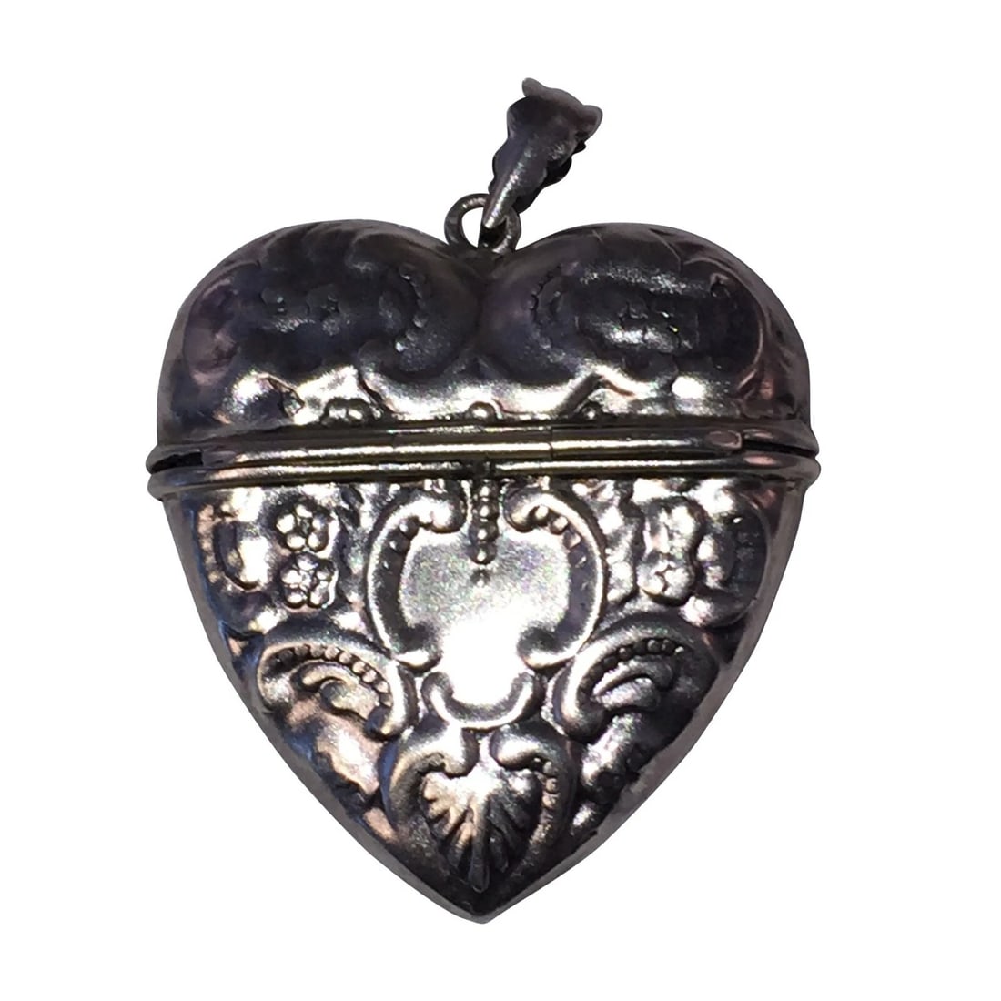 Victorian Sterling Silver Ornate Heart Locket - 3