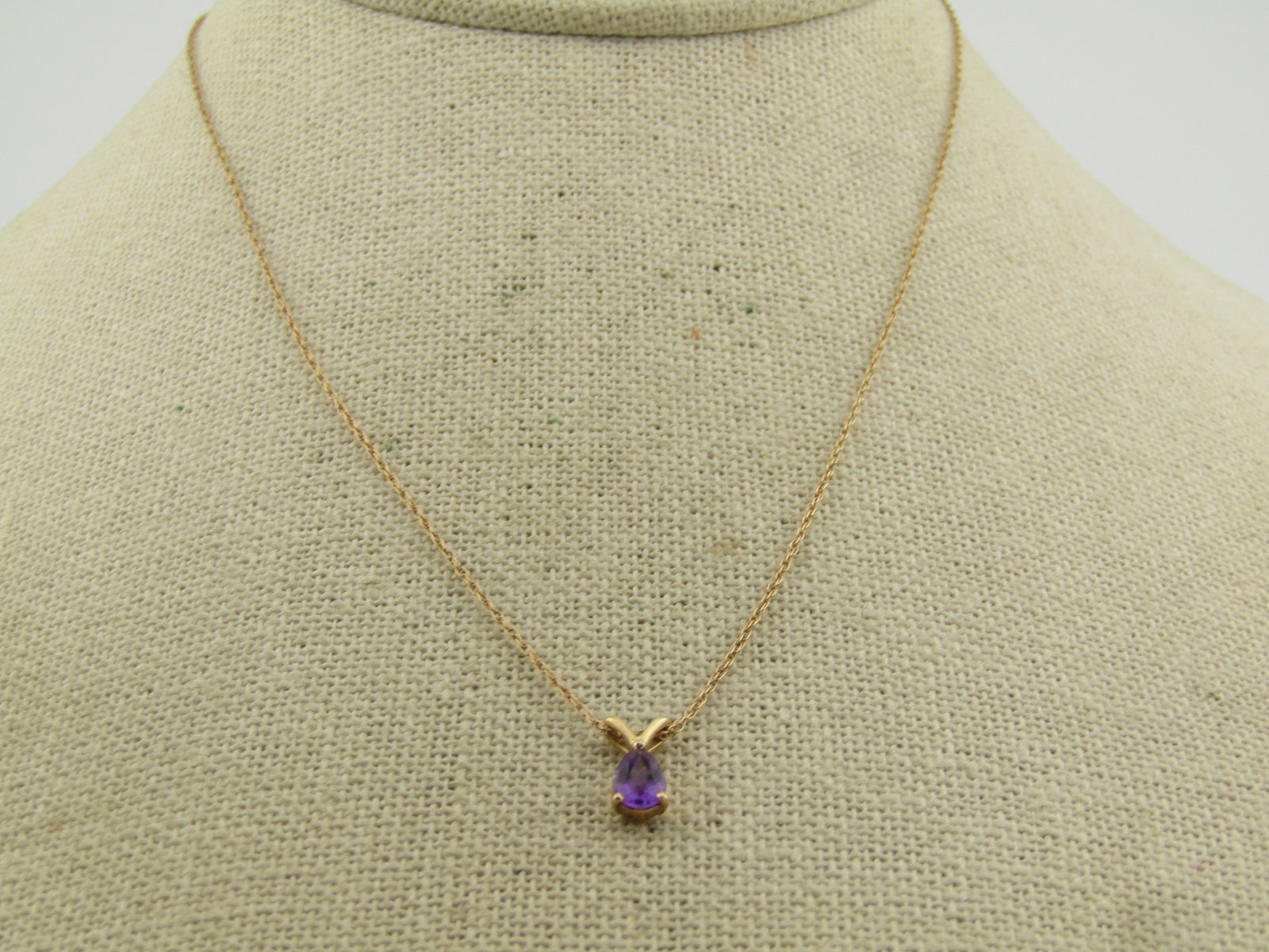 Vintage 14kt Amethyst Necklace, 16", 1960's-1980's - 2