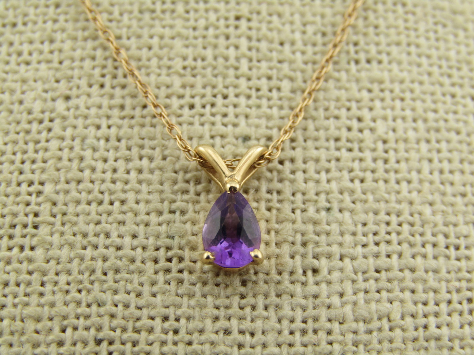 Vintage 14kt Amethyst Necklace, 16", 1960's-1980's - 3