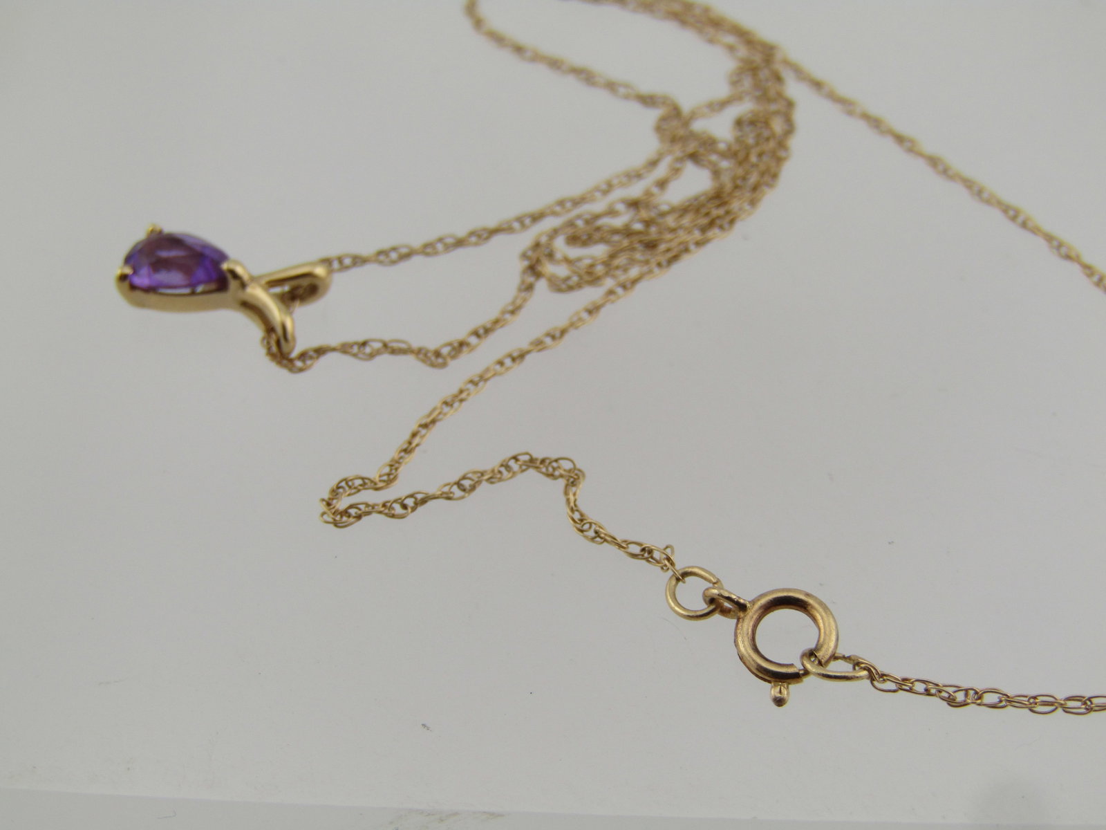 Vintage 14kt Amethyst Necklace, 16", 1960's-1980's - 7
