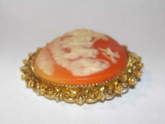 Large Resin Cameo of Apollo in Chariot and Aurora Pin Brooch - 3