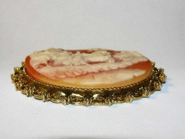 Large Resin Cameo of Apollo in Chariot and Aurora Pin Brooch - 4