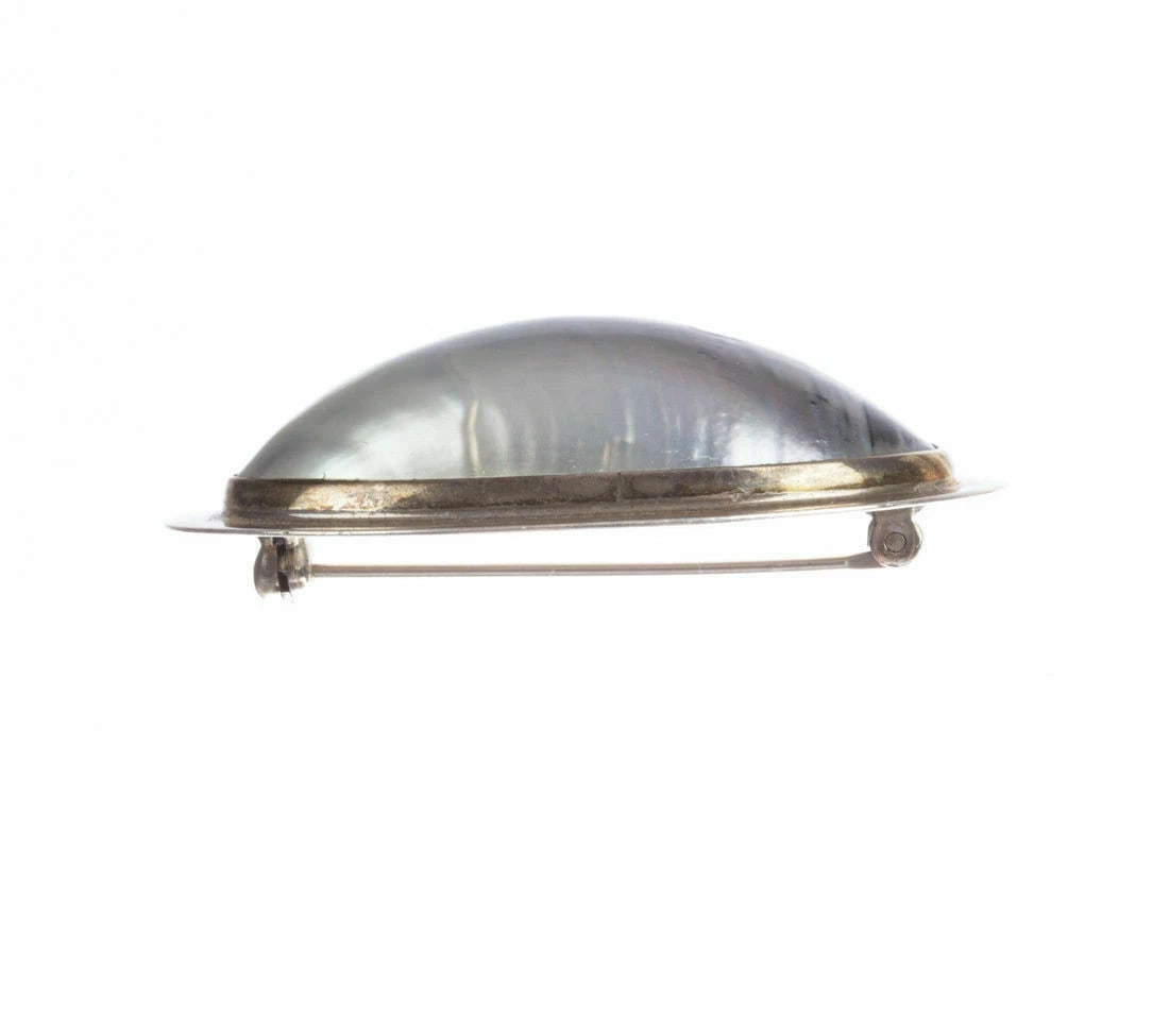 Vintage Sterling Silver Grey Mabe Pearl Pin Brooch - 4