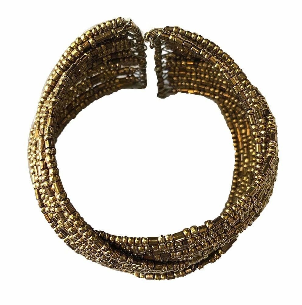 New Gold Rigid Shakira Seed Bead Bracelet - 3