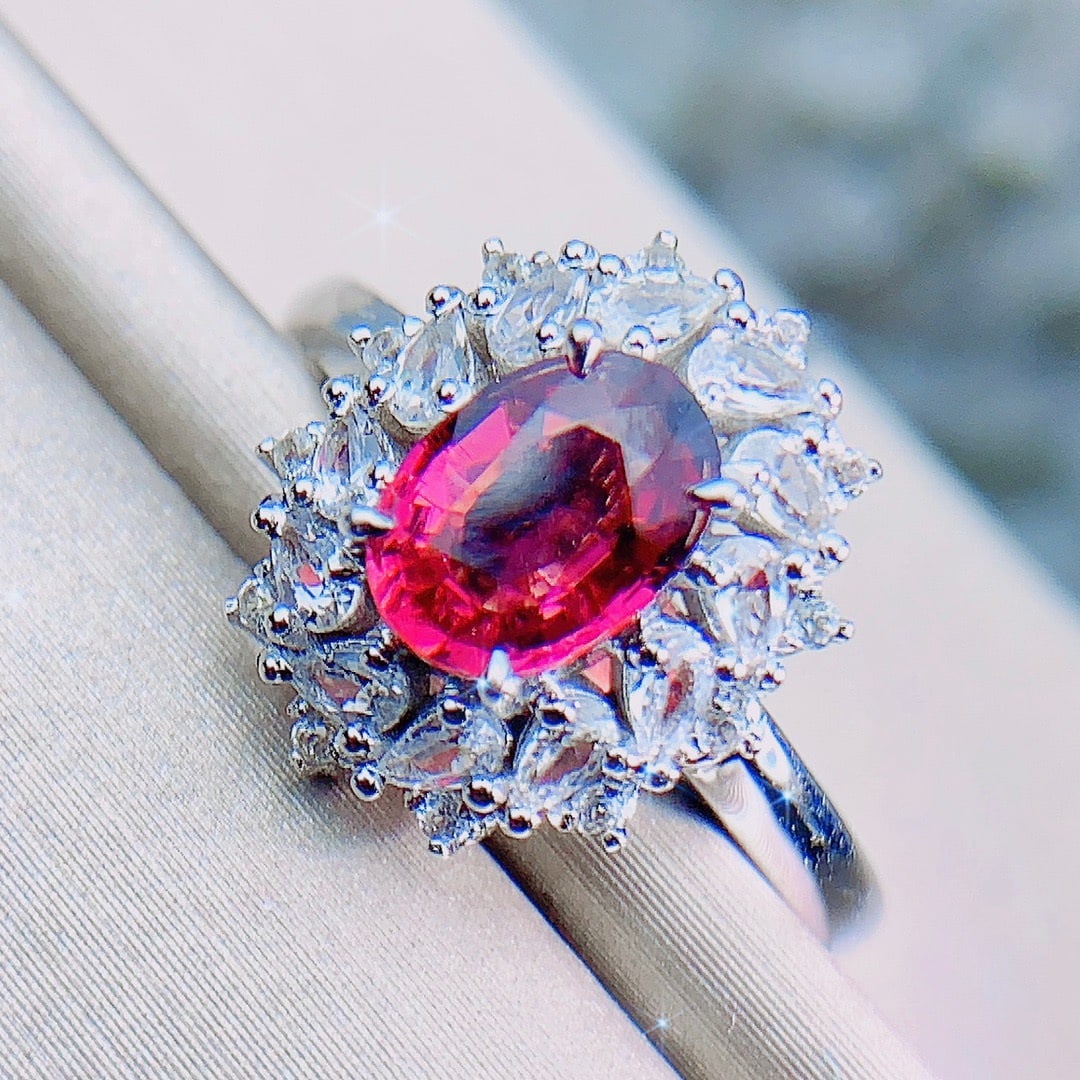 14K GOLD 0.9 CT NATURAL TOURMALINE and DIAMOND RING - 2