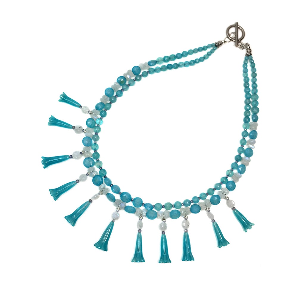 Chalcedony Blue Bell Necklace - 2