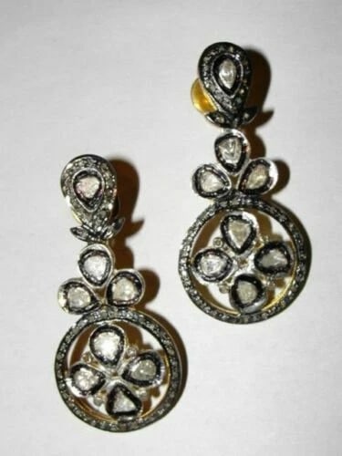 Victorian Inspired Rose Cut Diamond Chandelier Earrings - 2