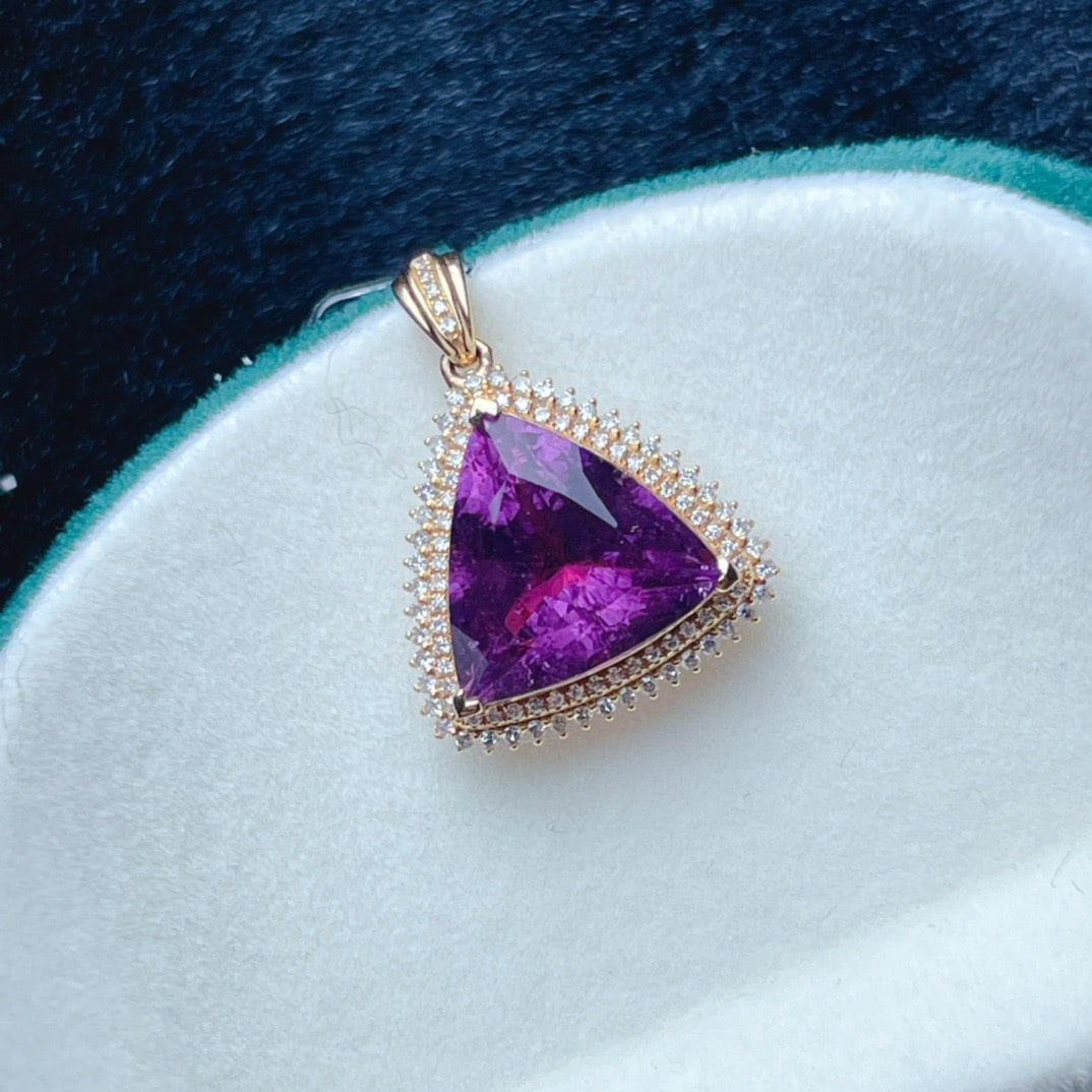 14K GOLD 6.86 CTW NATURAL TOURMALINE and DIAMOND PENDANT - 2