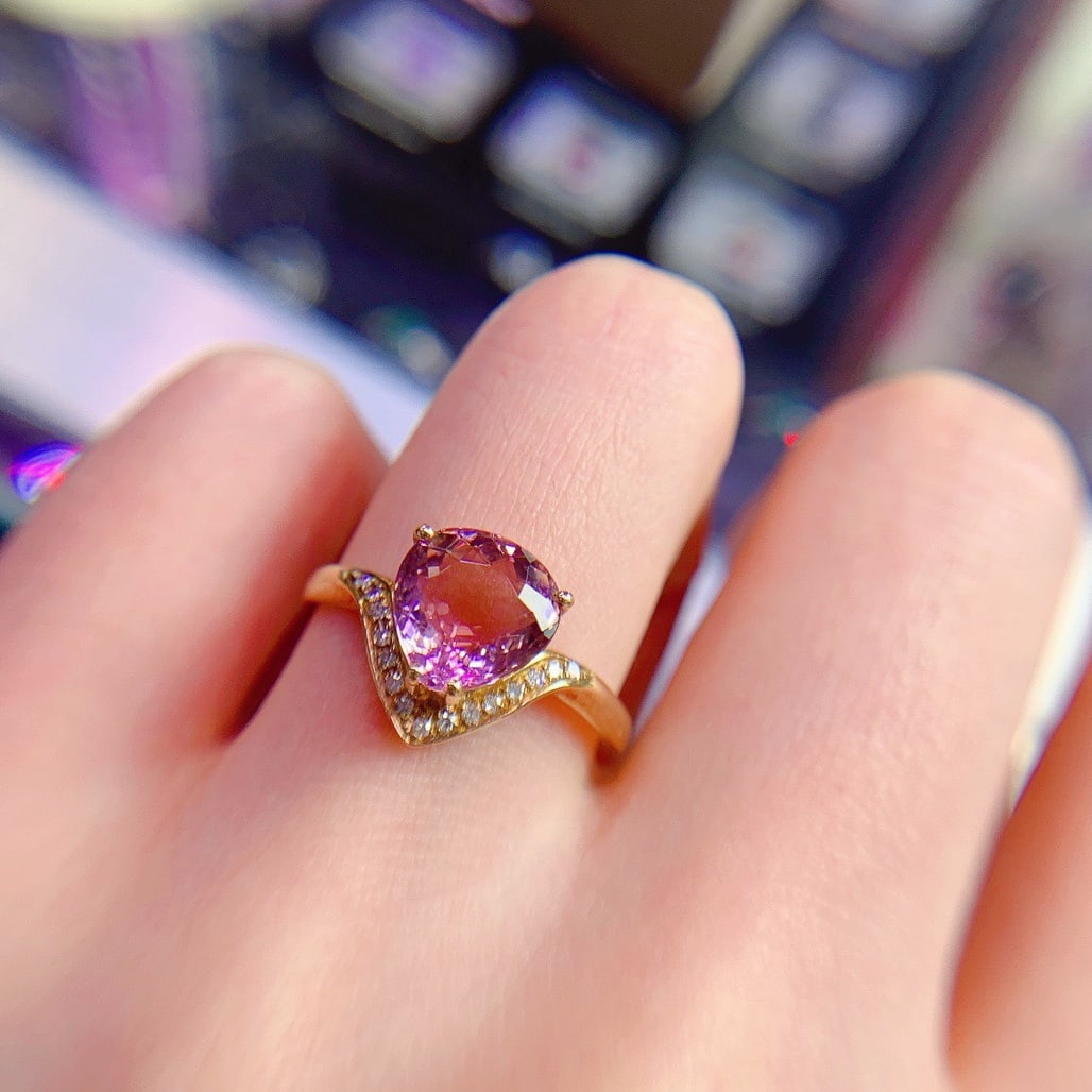 14K GOLD 2.9 CT NATURAL TOURMALINE and DIAMOND RING - 4