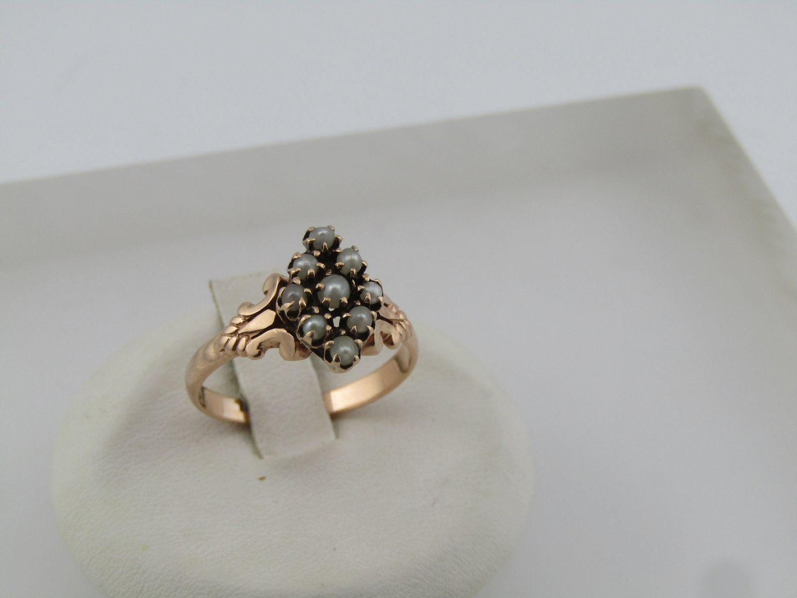 10kt Antique Seed Pearl Ring, Sz. 7, 1800's-1910: Title:10kt Antique Seed Pearl Ring, Sz. 7, 1800's-1910 Description:10kt Antique Seed Pearl Ring, Sz. 7, 1800's-1910. . This gold has been acid and tested with an analyzer. It is possibly 12kt but for 