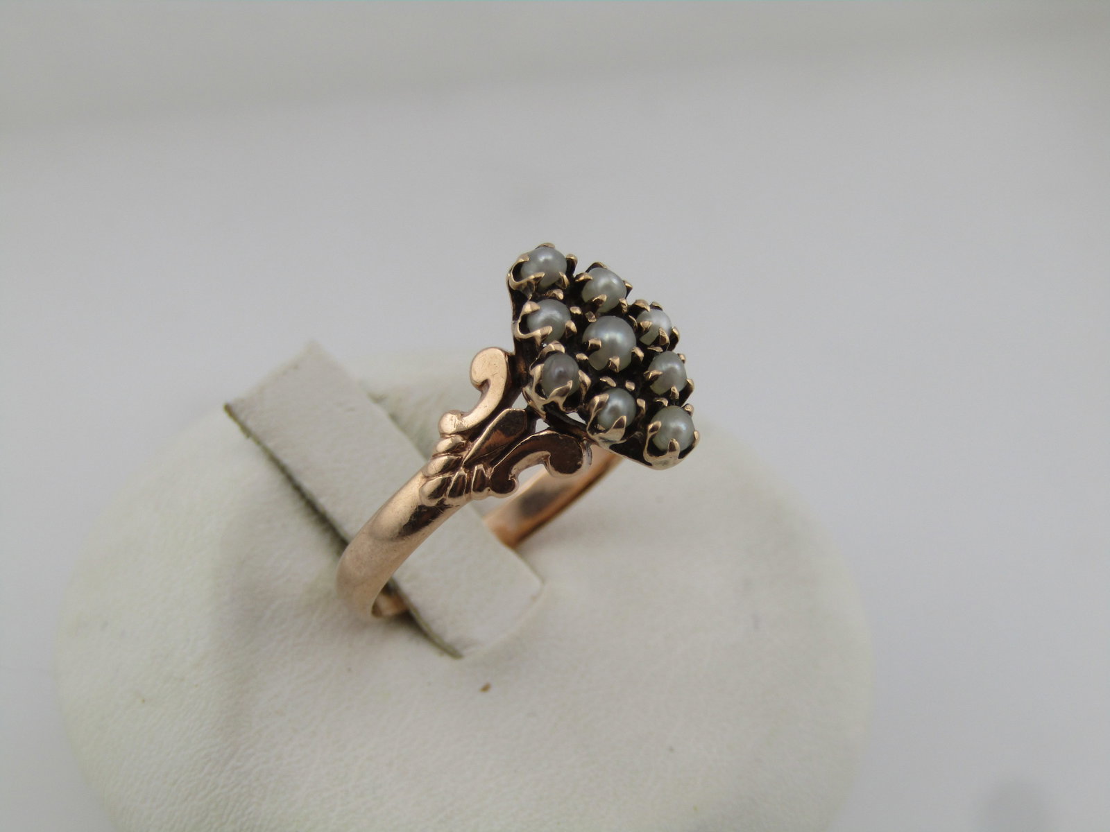 10kt Antique Seed Pearl Ring, Sz. 7, 1800's-1910 - 2