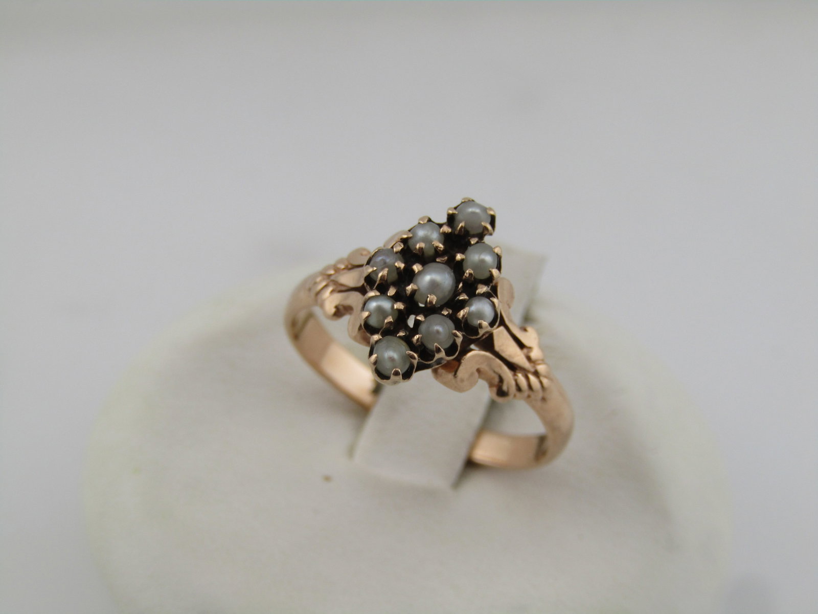 10kt Antique Seed Pearl Ring, Sz. 7, 1800's-1910 - 3