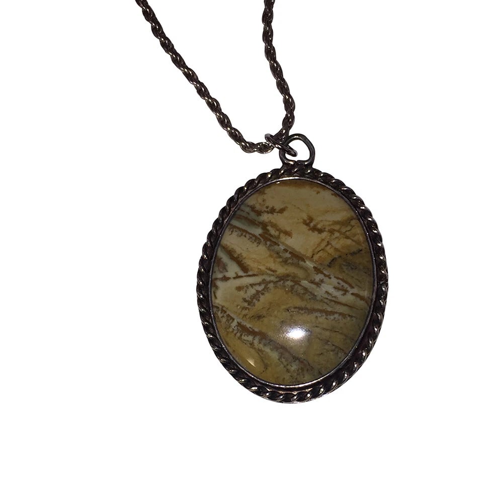 Sterling Painted Desert Jasper Necklace Earrings and Ring Set - 3