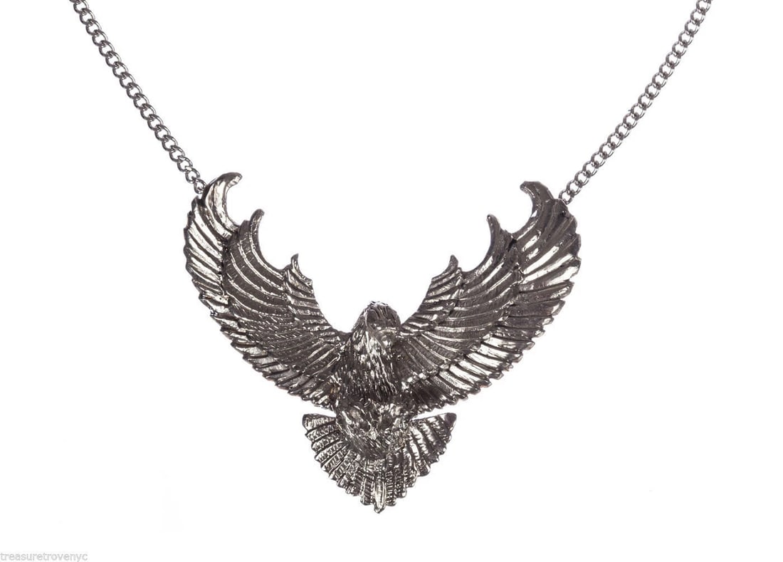 Eagle Necklace White Brass Plated in Sterling Silver Alberto Juan: Title:Eagle Necklace White Brass Plated in Sterling Silver Alberto Juan Description:The sixteenth piece of my 11th collection of Native American inspired jewelry. This necklace was made with a white b