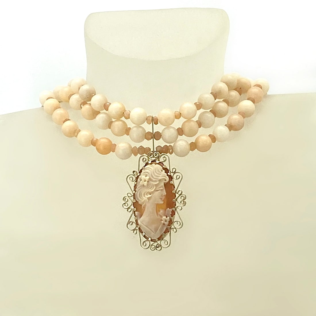 14K Gold Filled Choker with Vintage Cameo Pendant - 4