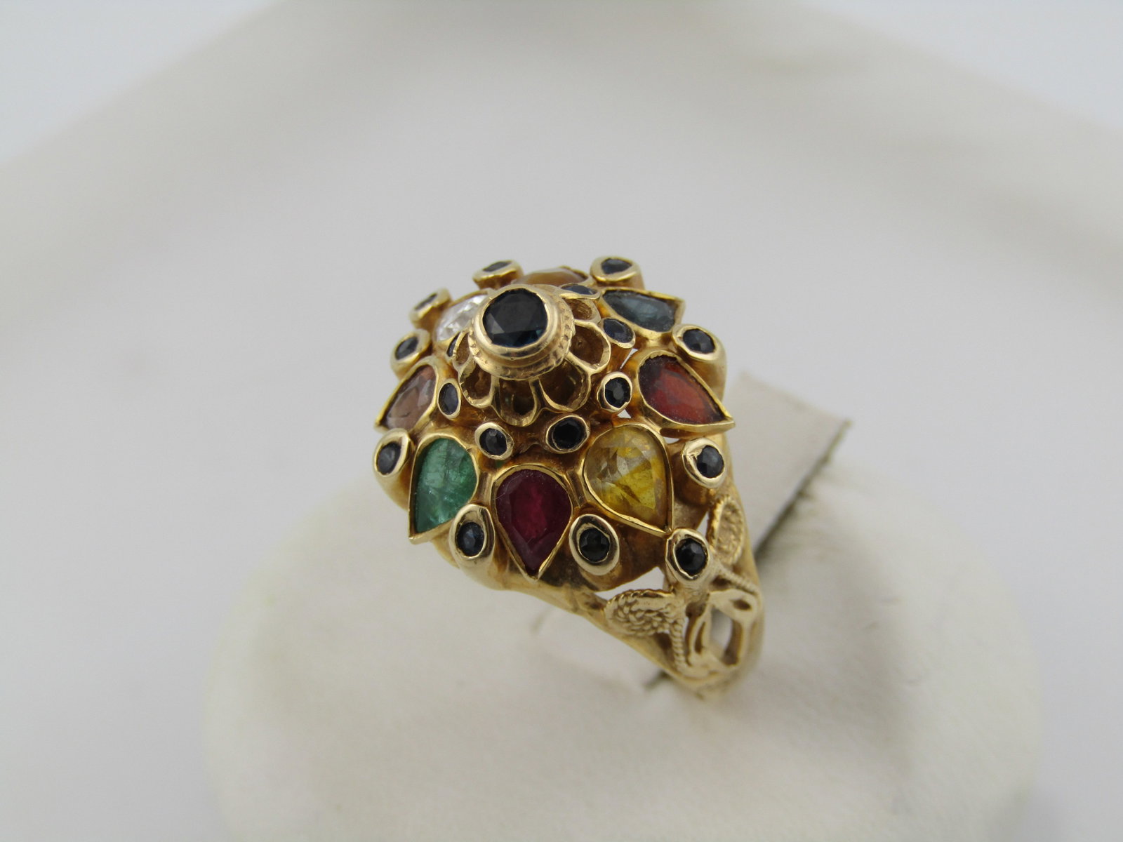 Vintage 14kt Princess Gemstone Domed Ring, Sz. 8, 1940's-1960's - 3