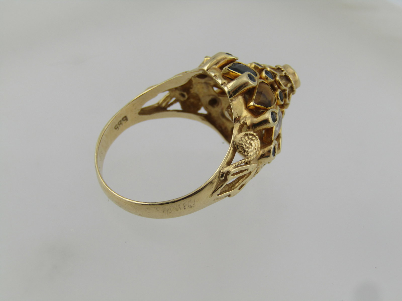 Vintage 14kt Princess Gemstone Domed Ring, Sz. 8, 1940's-1960's - 6