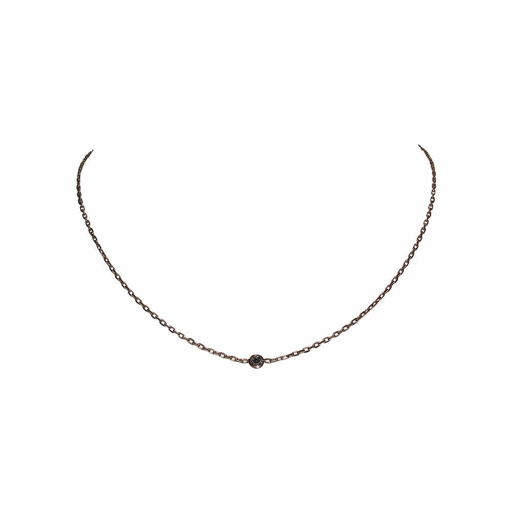 Italian 14 kt Bezel Set Gold Diamond Necklace - 3