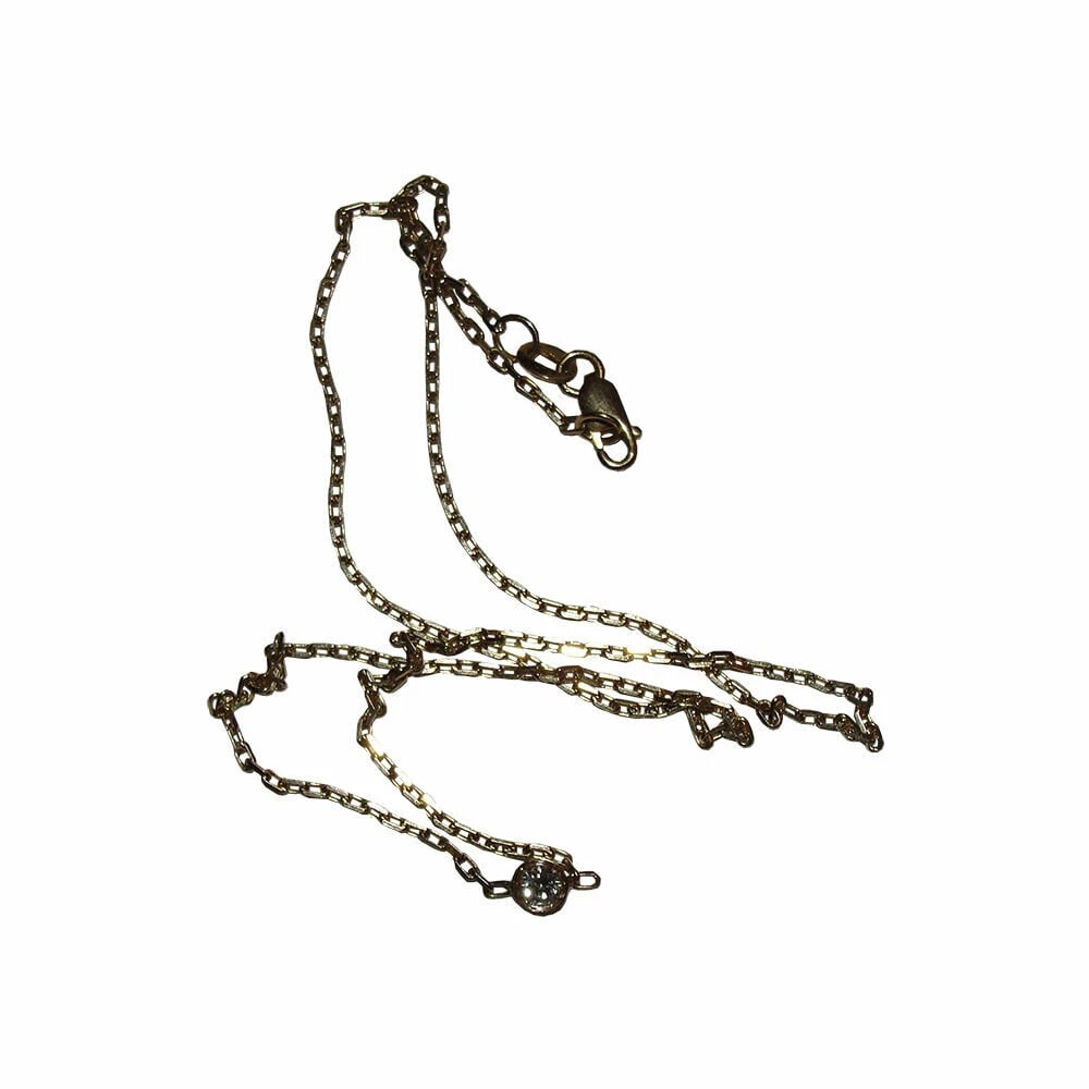 Italian 14 kt Bezel Set Gold Diamond Necklace - 5