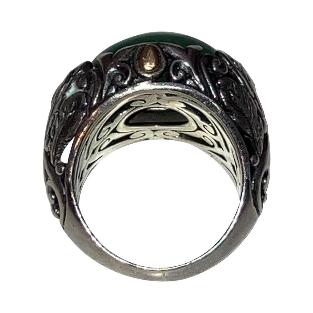 18 kt Sterling Jadeite Ornate Ring - 5